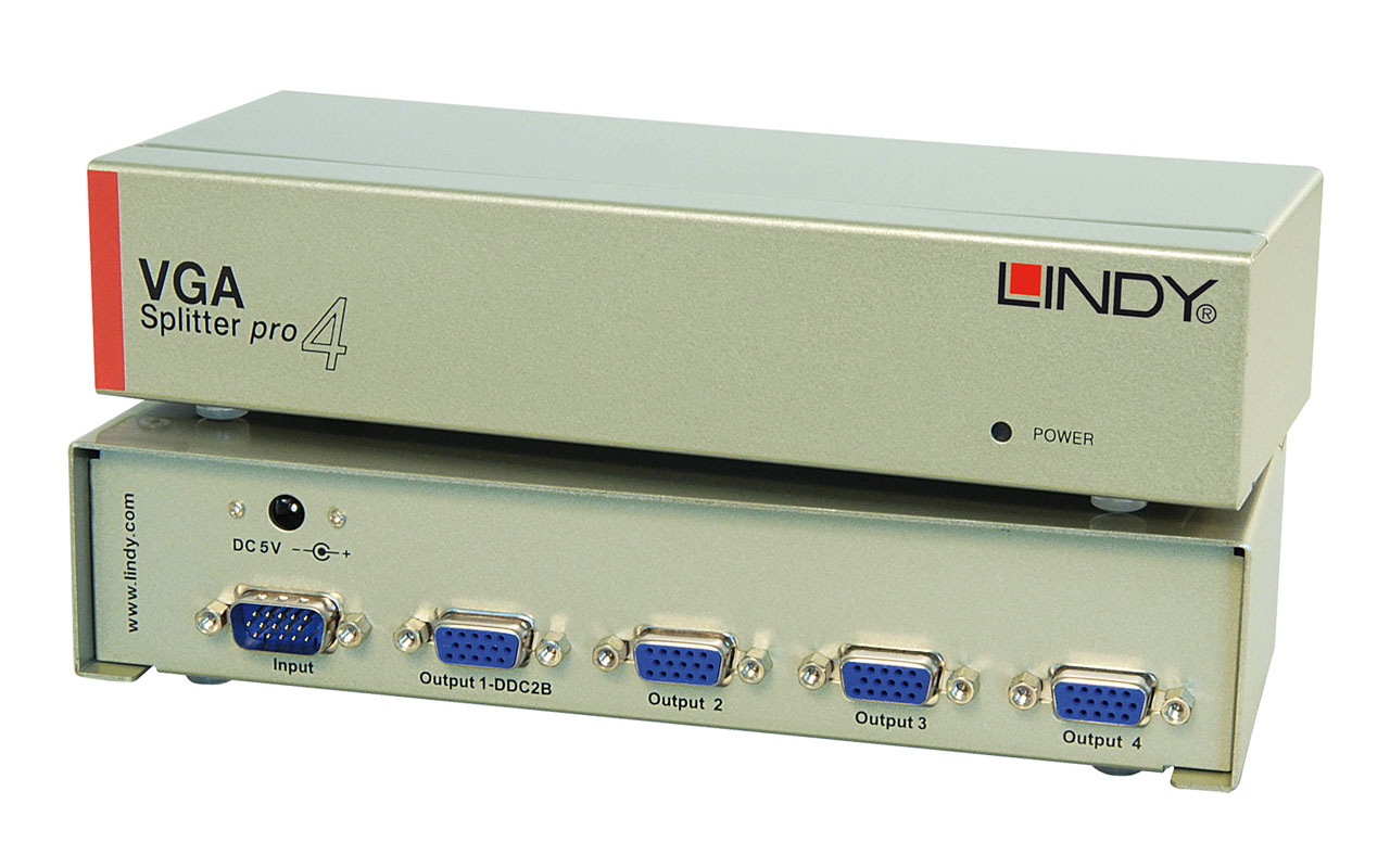 Hire Lindy VGA plitter pro 4, 4way VGA splitter  booster in Cardiff, Newport, Swansea, Carmarthenshire, Pembrokeshire & South West Wales